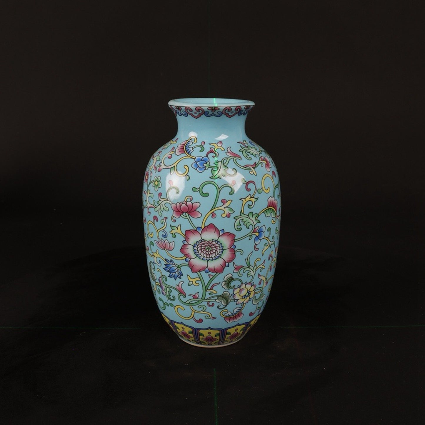 A pair of enamel colored small Donggua bottles