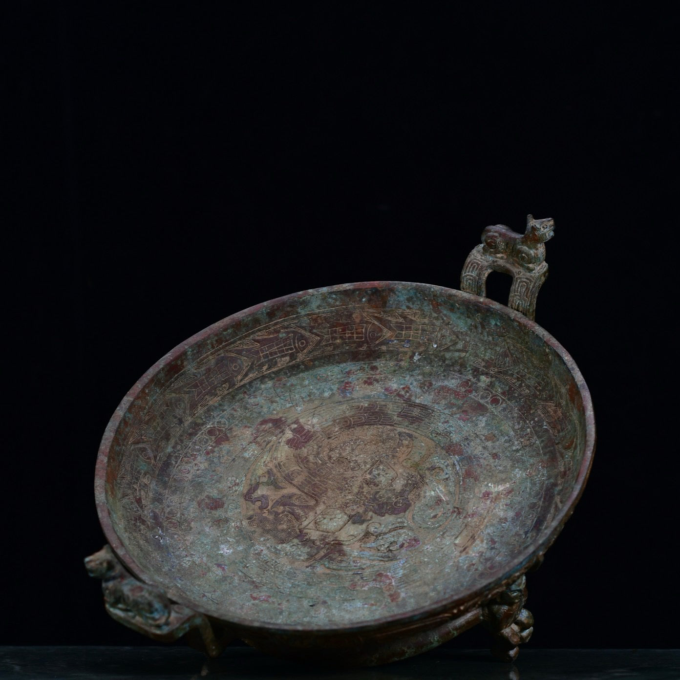 Chinese antique bronze fruit platter