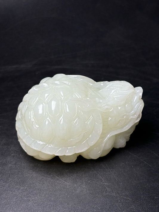 Delicate Hotan Jade Dragon Turtle