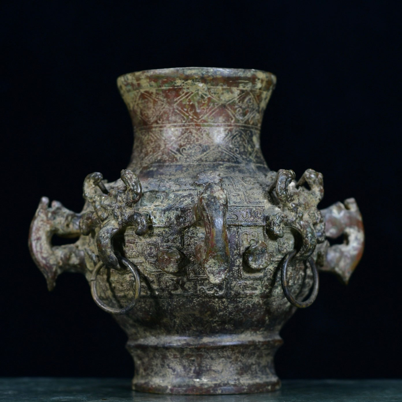 Chinese antique bronze round teapot