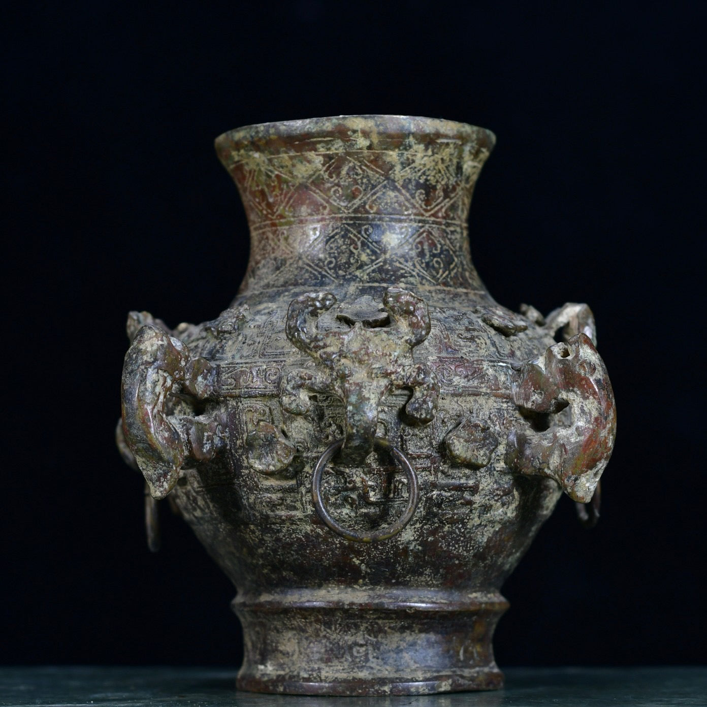 Chinese antique bronze round teapot