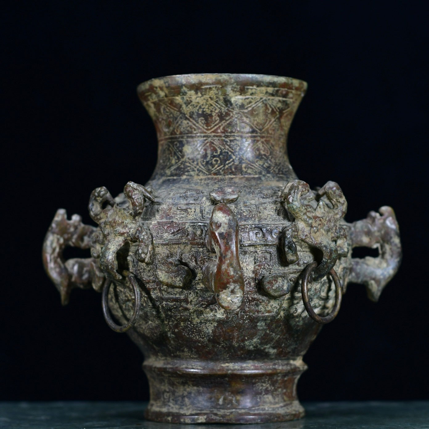Chinese antique bronze round teapot