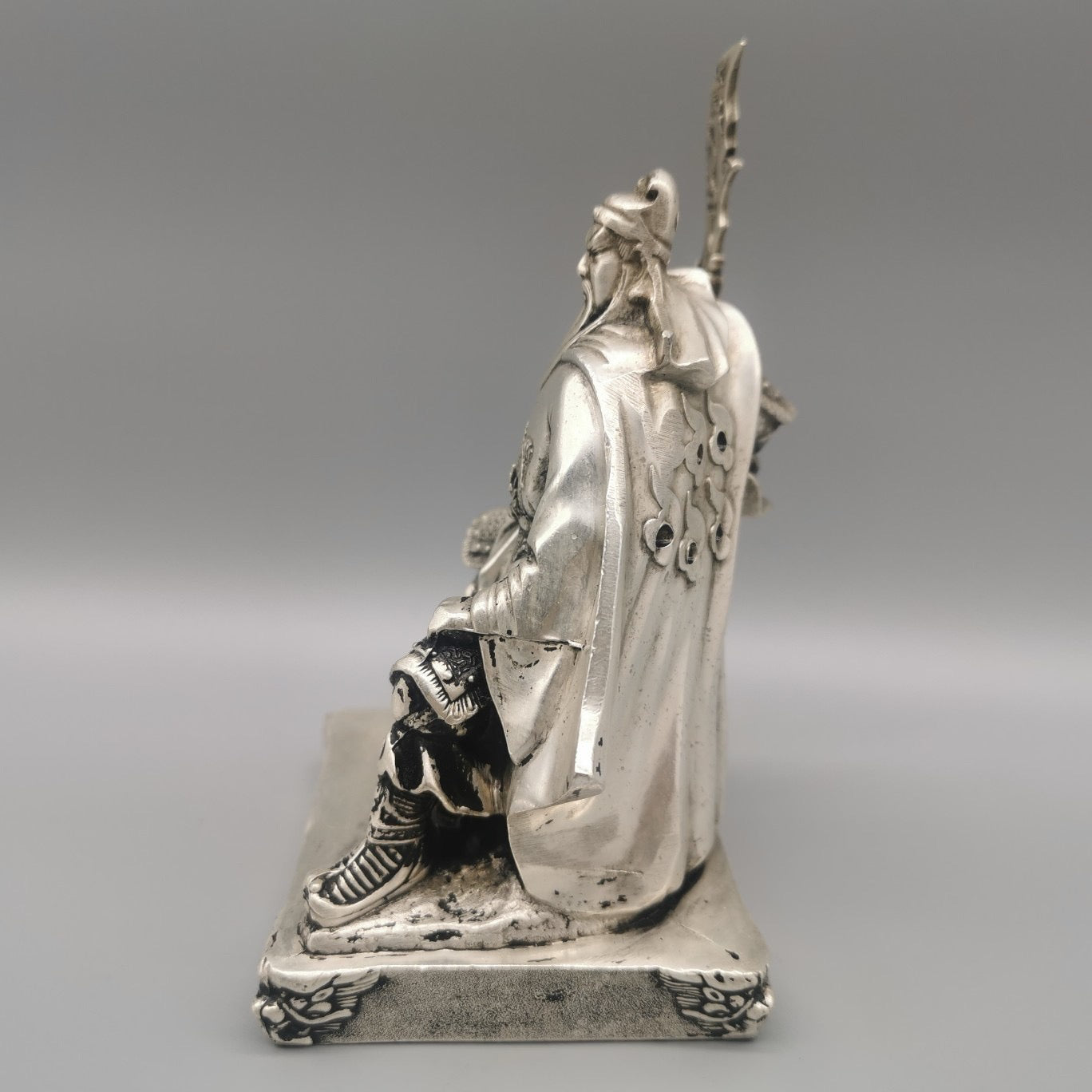 Chinese Antique Pure Copper Guan Gong Station Statue