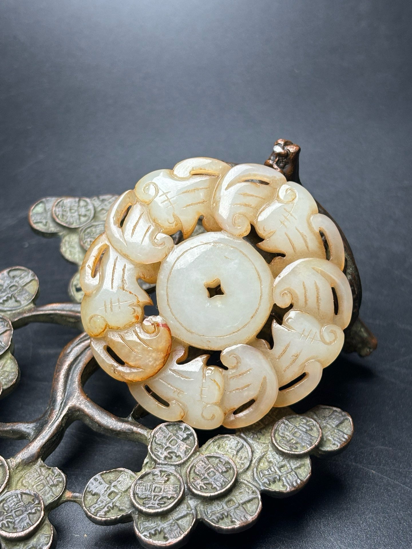 Delicate Hotan Jade Five Blessings and Longevity