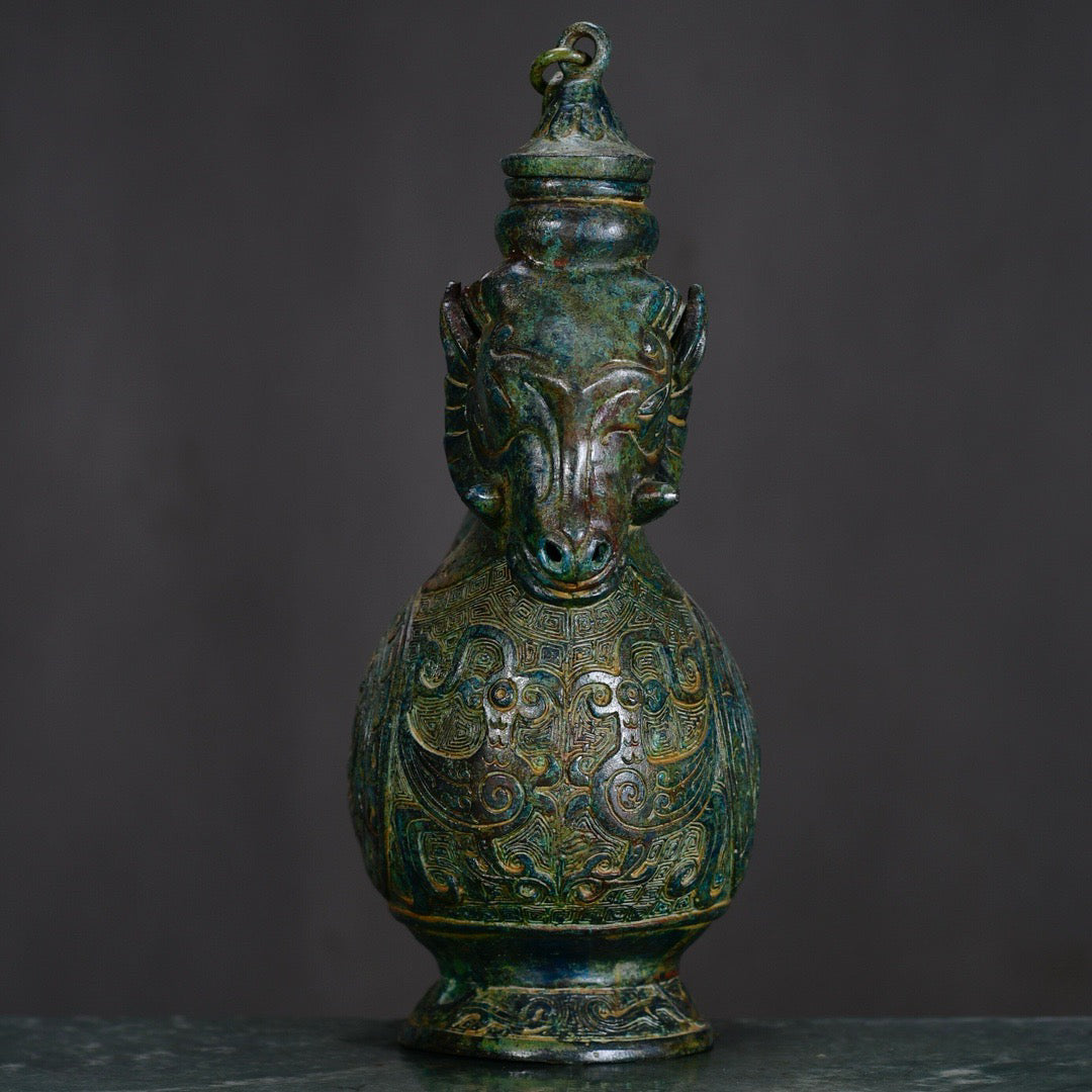 Chinese antique bronze sheep pot