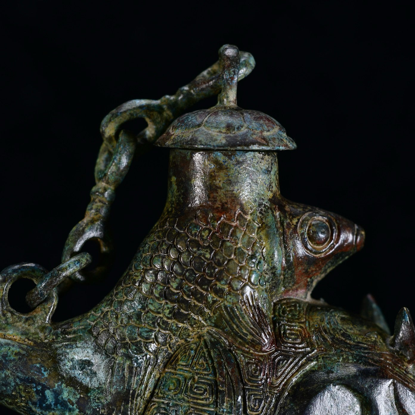 Chinese antique bronze horse teapot