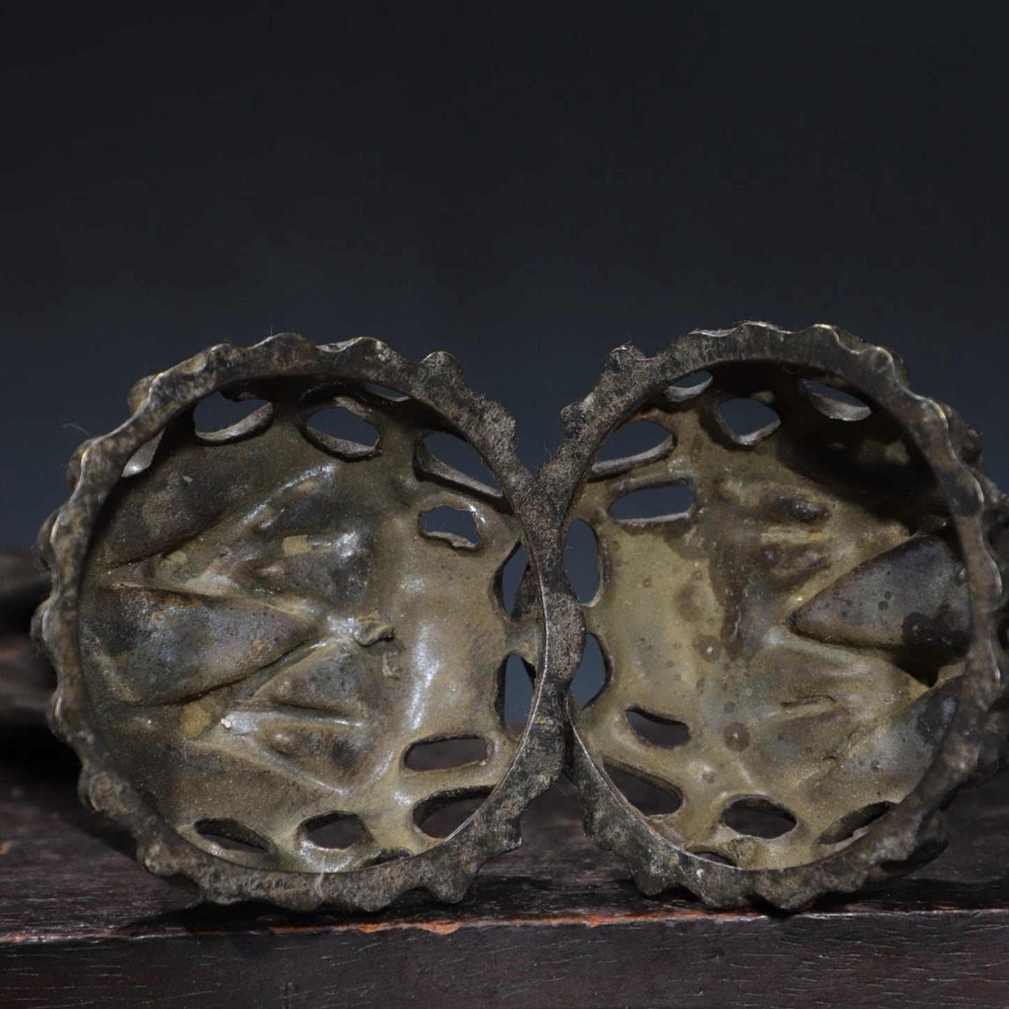 A pair of pure copper crane incense burners