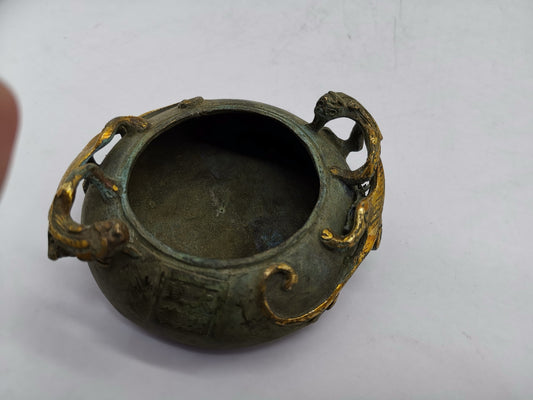 Chinese Antique Pure Copper Two Jiao Jar