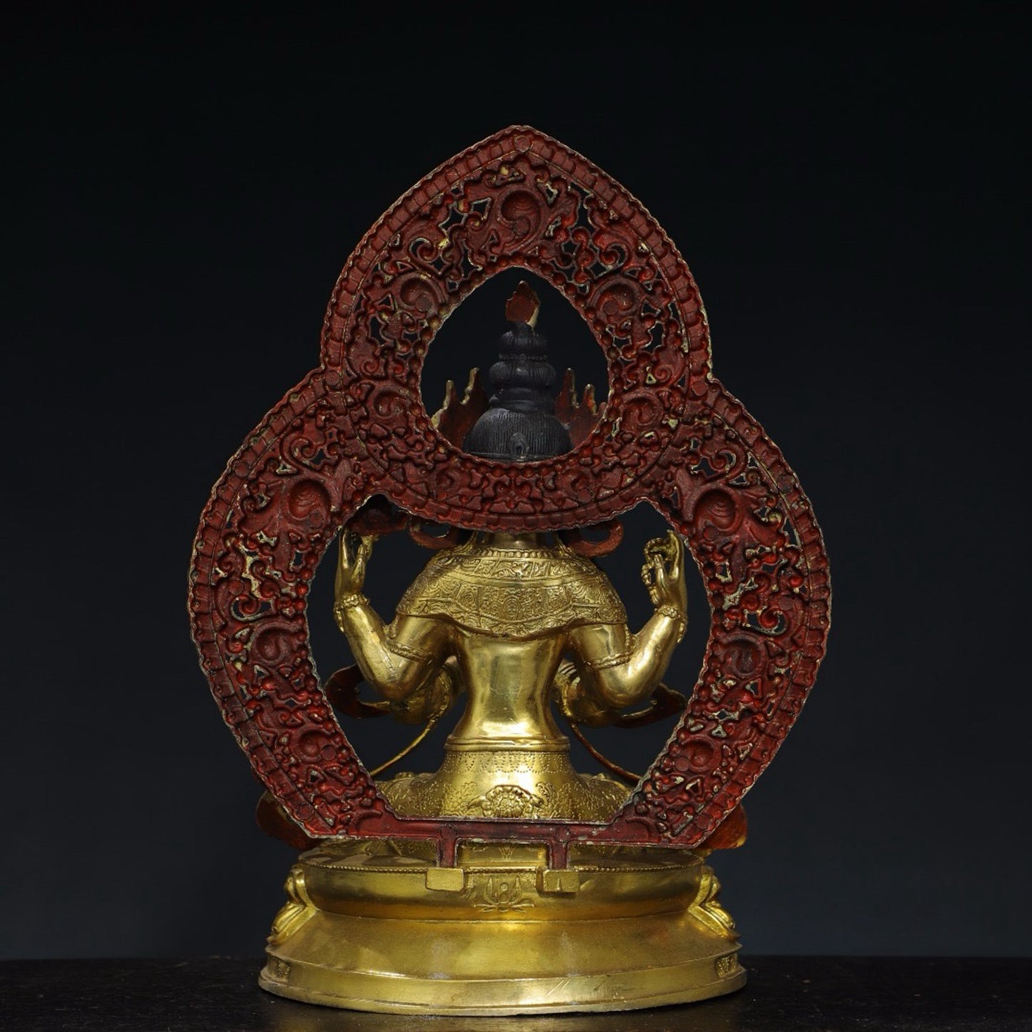 Pure copper four armed Guanyin Buddha statue