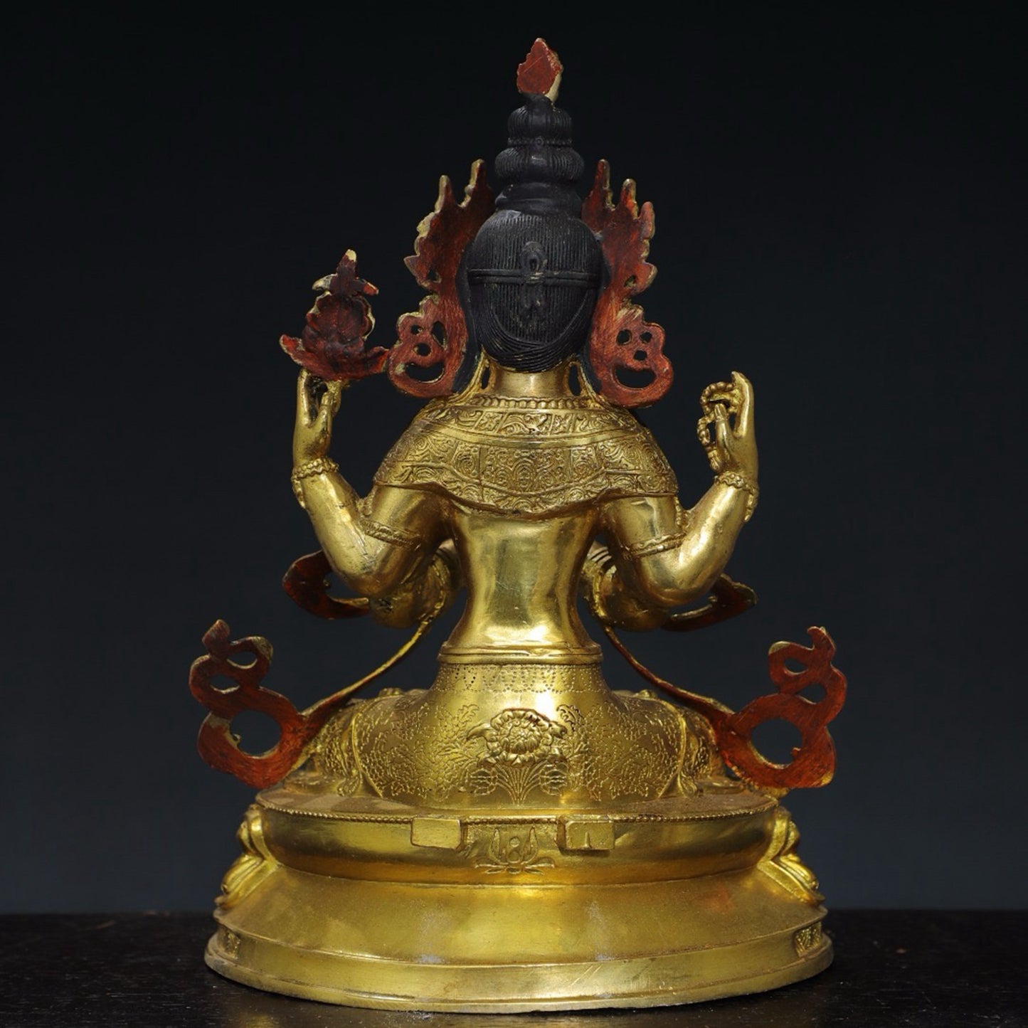Pure copper four armed Guanyin Buddha statue
