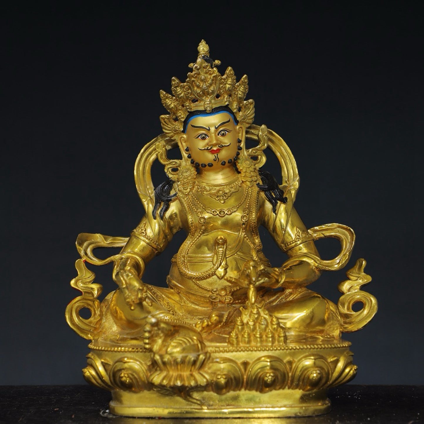 Pure copper yellow statue of the God of Wealth Buddha