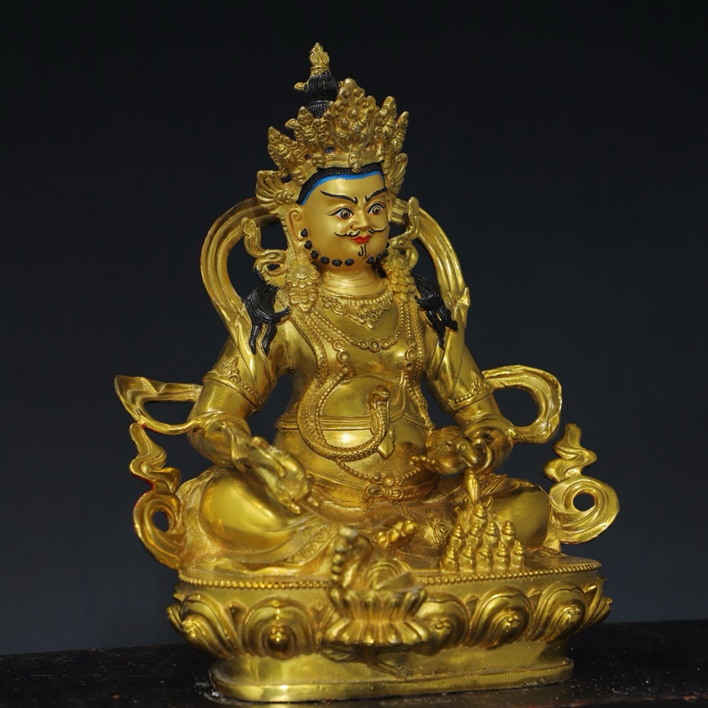 Pure copper yellow statue of the God of Wealth Buddha