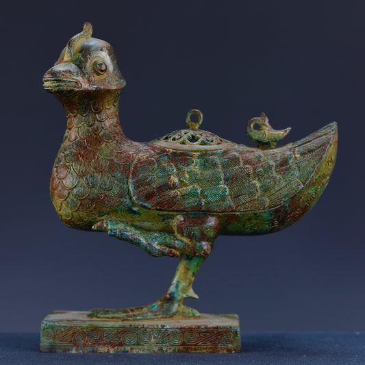 Chinese antique bronze duck statue