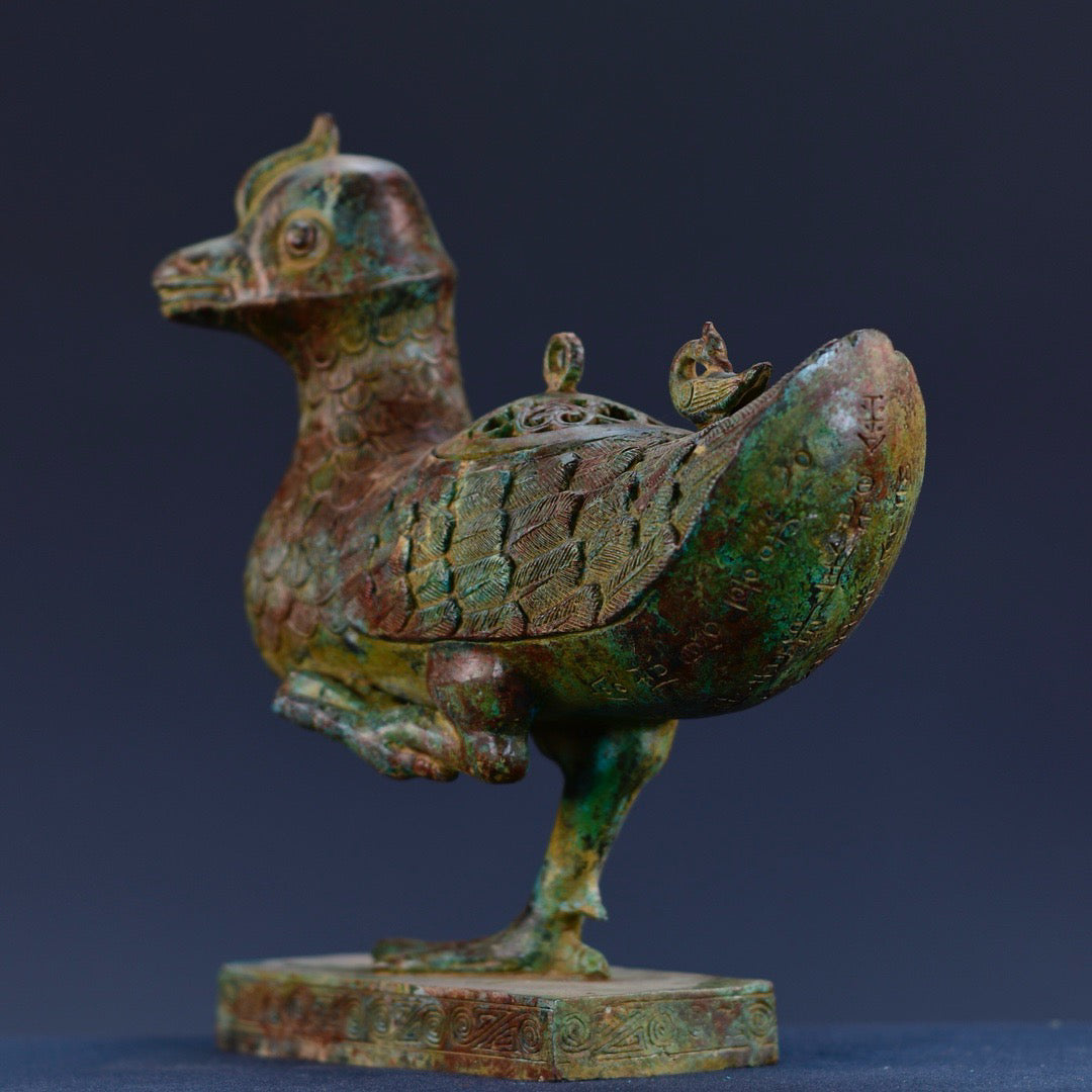 Chinese antique bronze duck statue