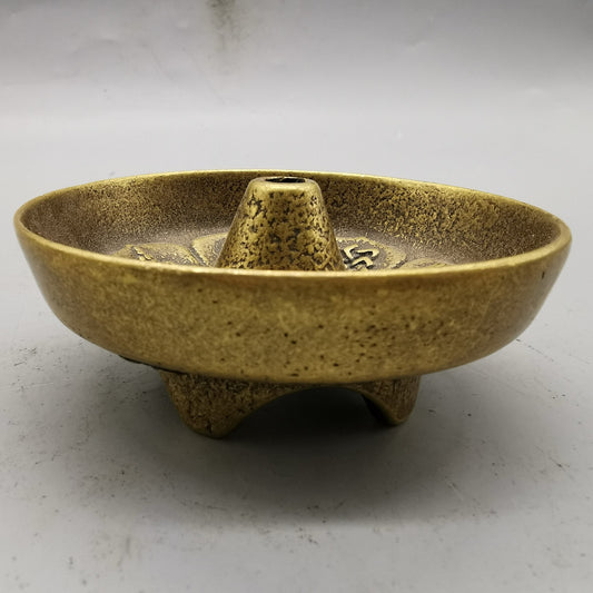 Chinese antique pure copper eight treasure oil lamp