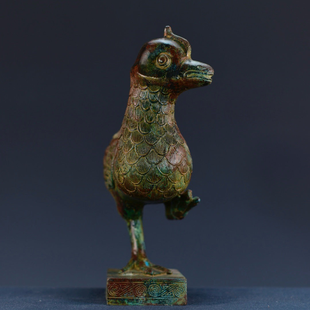Chinese antique bronze duck statue