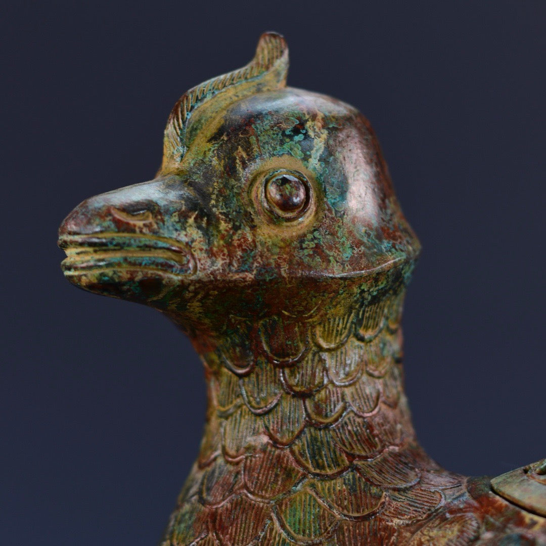Chinese antique bronze duck statue