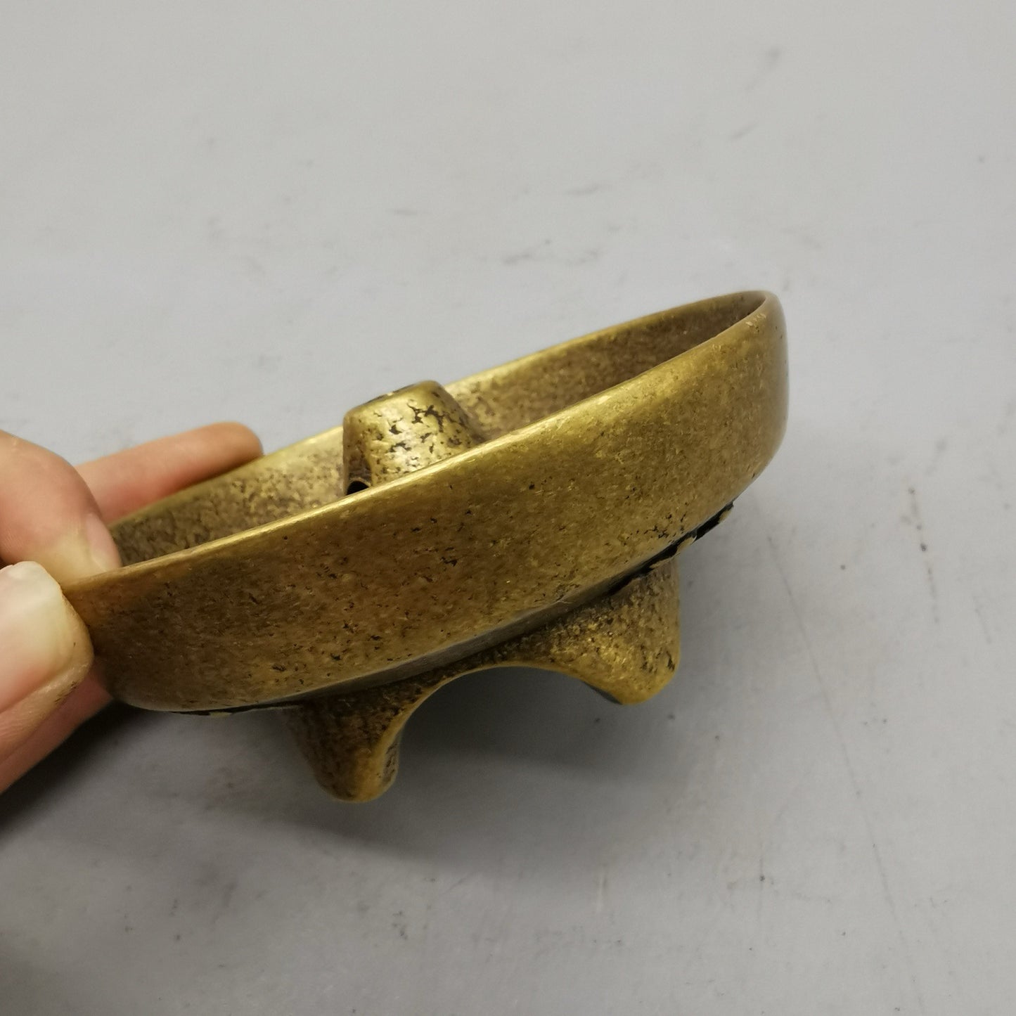 Chinese antique pure copper eight treasure oil lamp