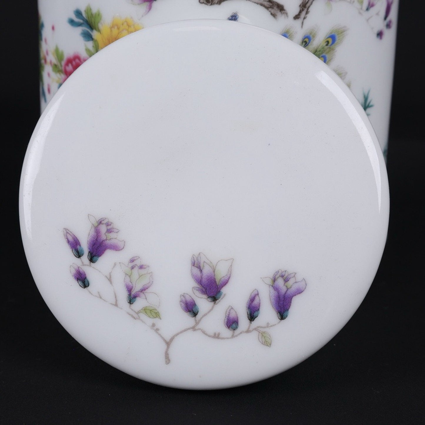 Pink Peacock Pattern Tea Jar