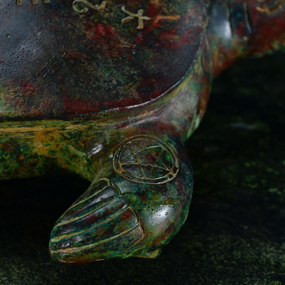 Chinese Antique Bronze Merchant King Shooting Turtle