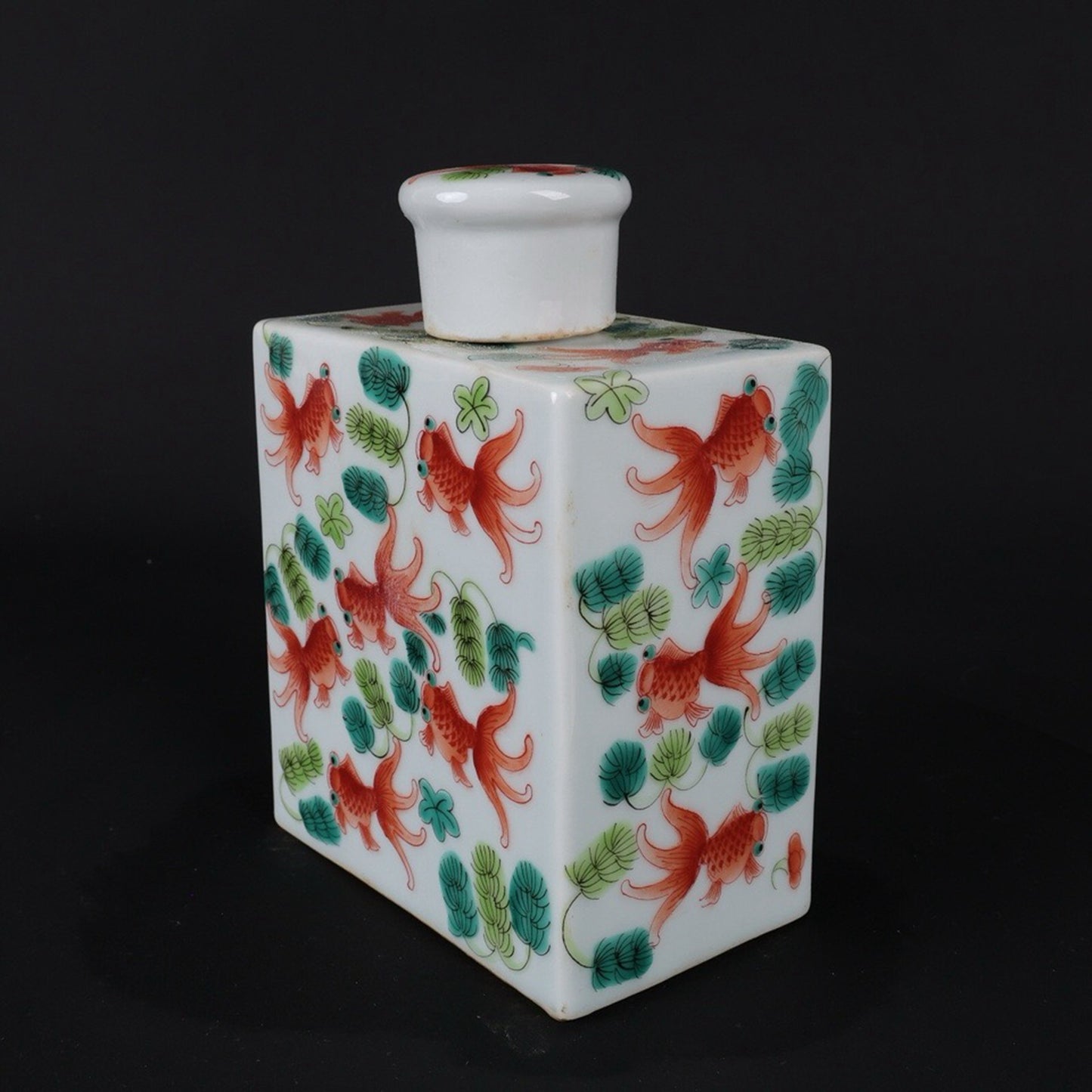 Pink goldfish patterned tea jar