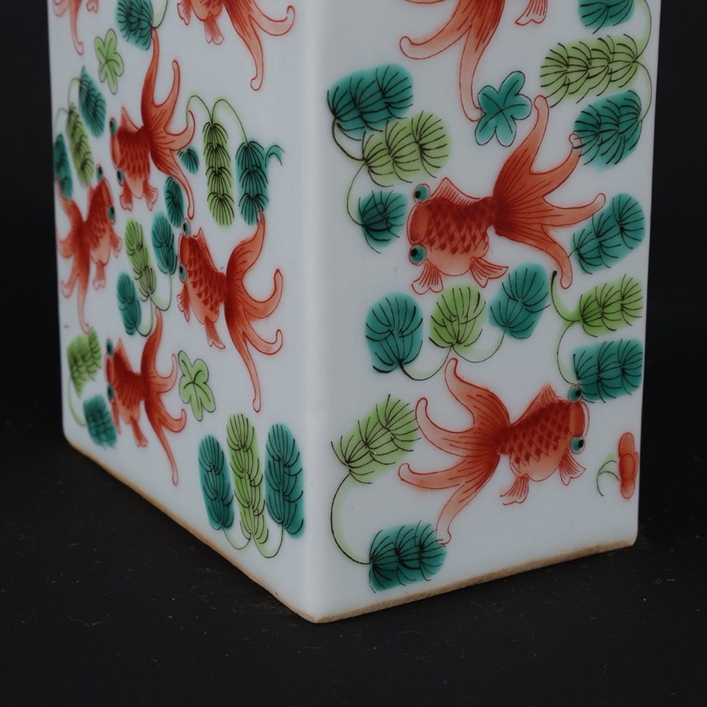 Pink goldfish patterned tea jar