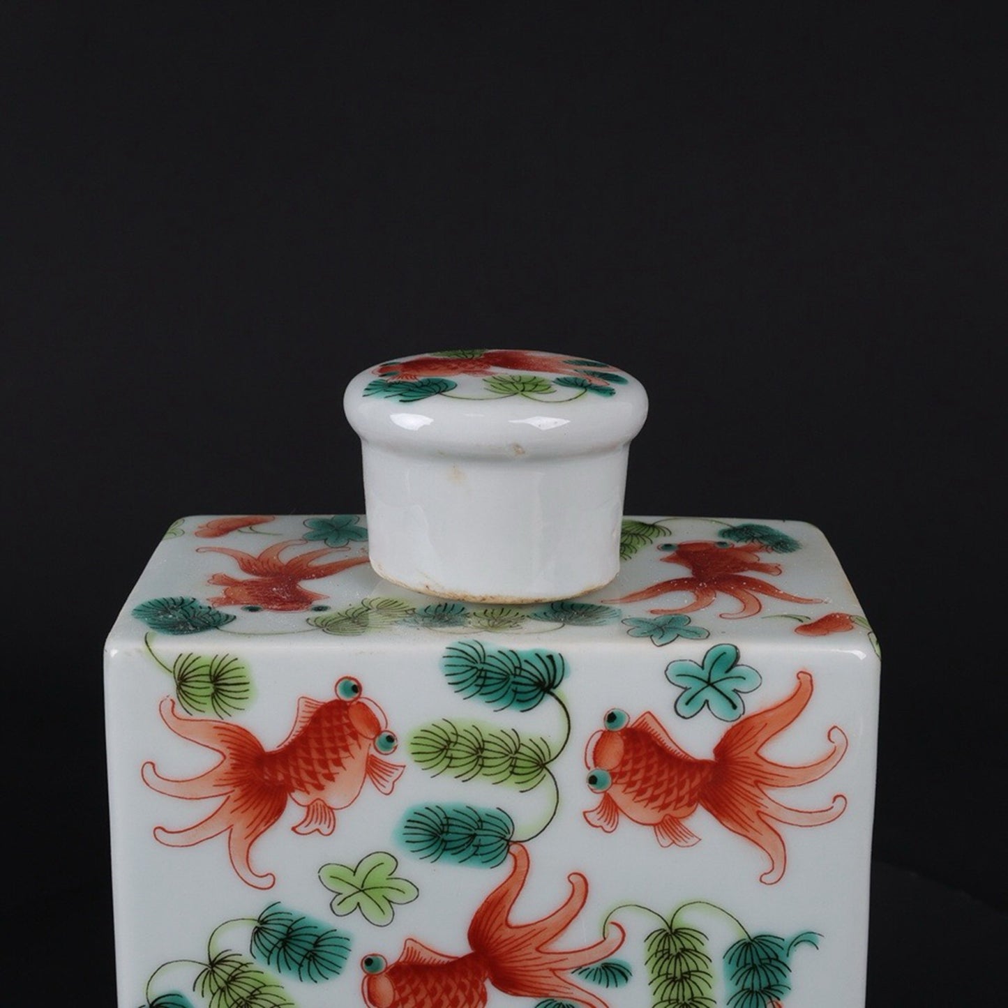 Pink goldfish patterned tea jar
