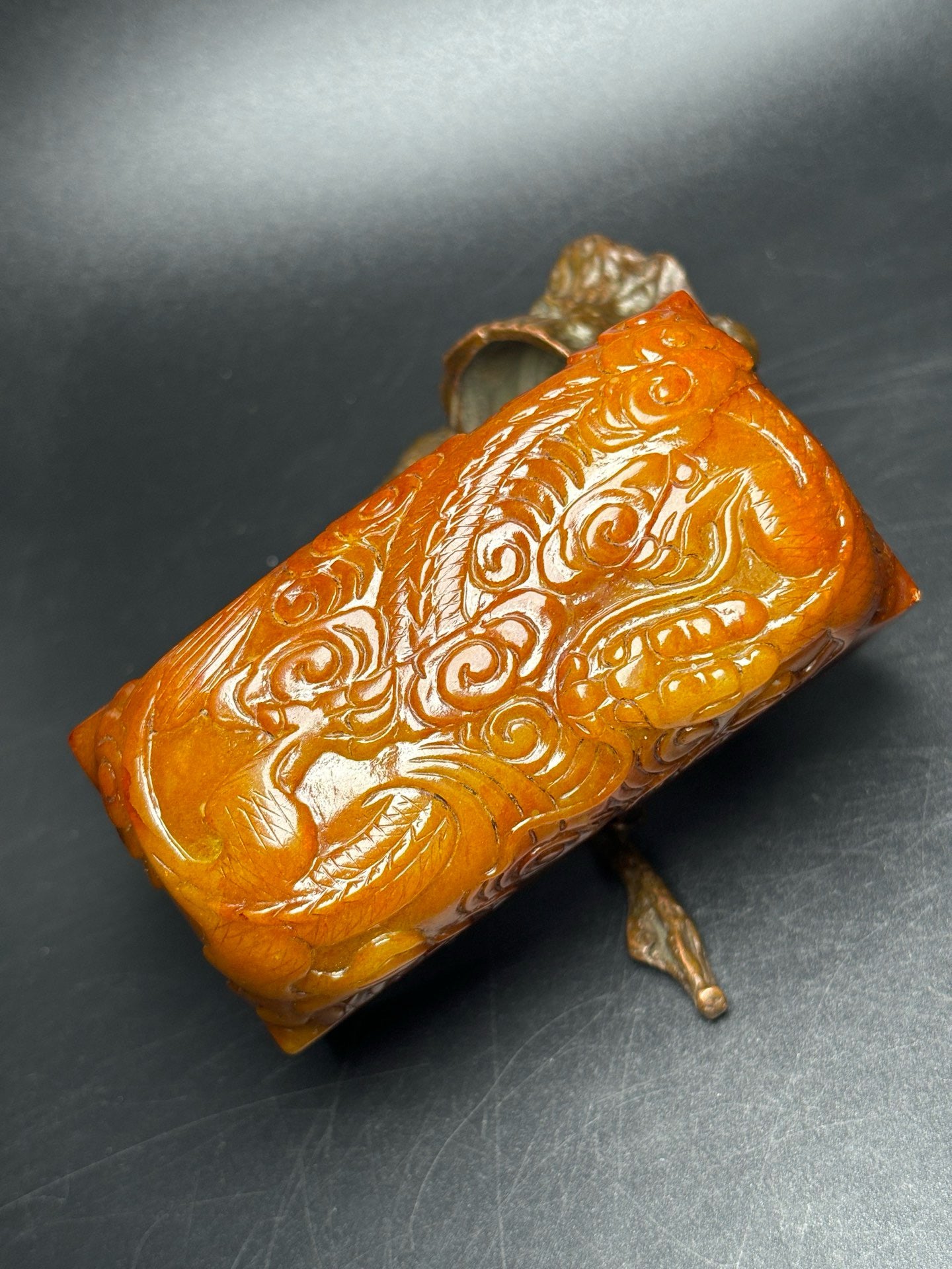 Delicate Hetian Jade Dragon Seal