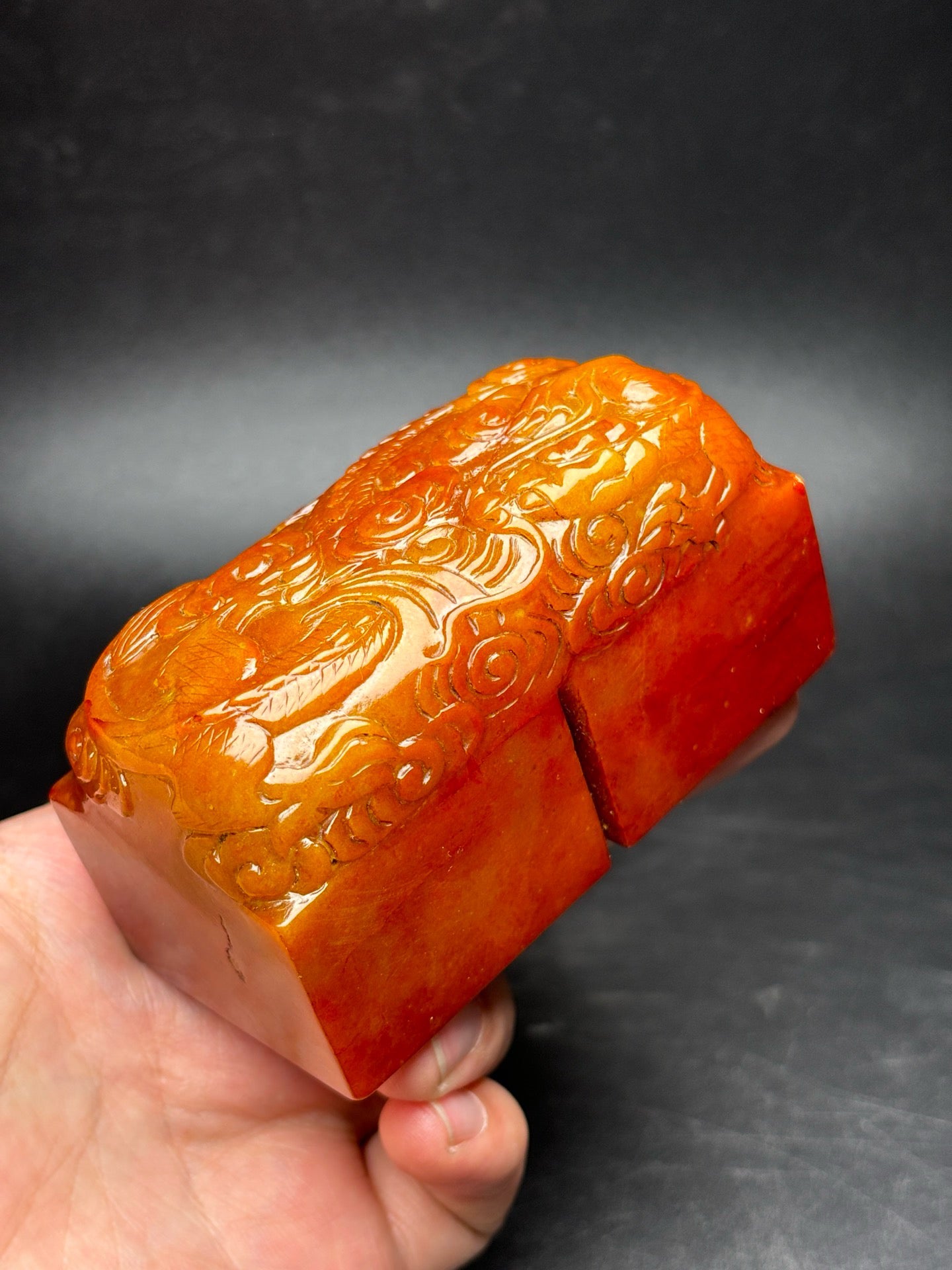 Delicate Hetian Jade Dragon Seal