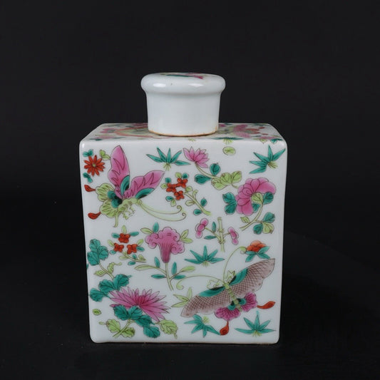 Pink Butterfly Love Flower Pattern Tea Jar