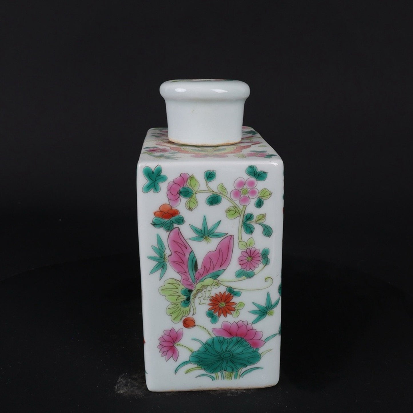 Pink Butterfly Love Flower Pattern Tea Jar