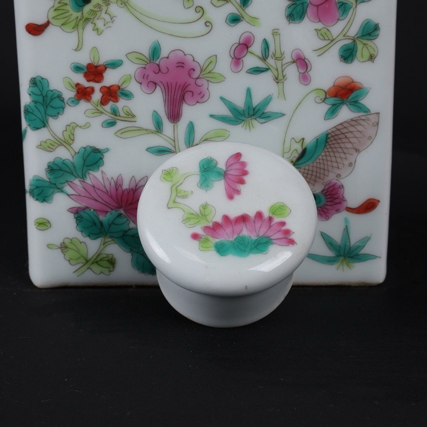 Pink Butterfly Love Flower Pattern Tea Jar