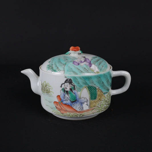 Republic of China Pink Character Story Pattern Straight Peach Pot