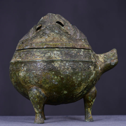 Chinese antique bronze beast smoking furnace