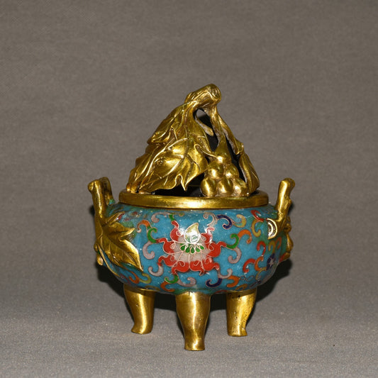 Pure copper cloisonne incense burner ornament