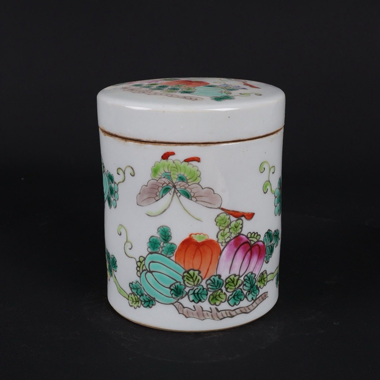 Republic of China Pink Melon and Butterfly Pattern Tea Jar