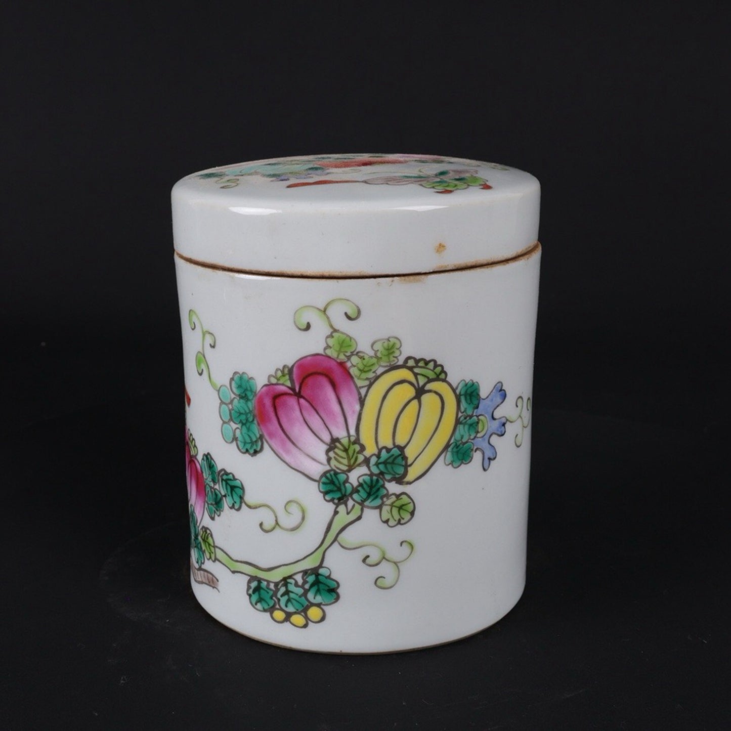 Republic of China Pink Melon and Butterfly Pattern Tea Jar