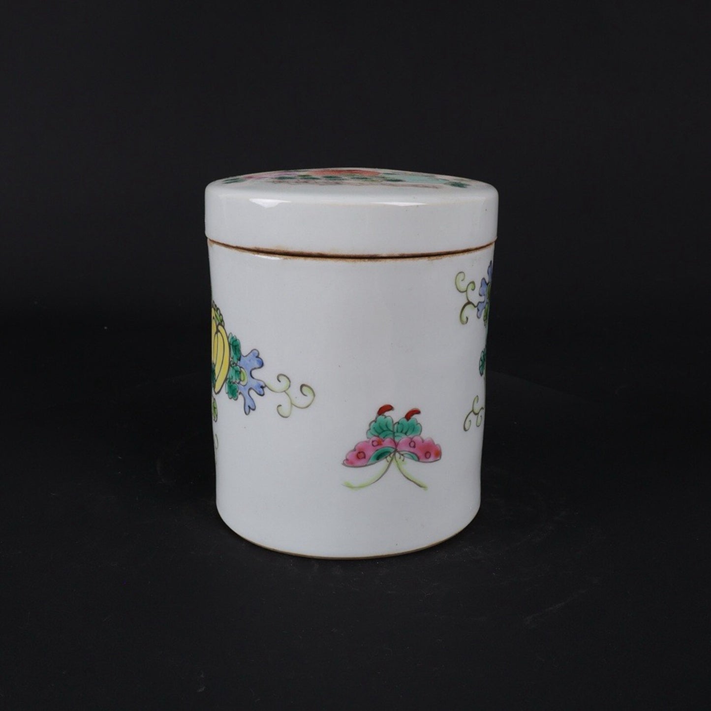 Republic of China Pink Melon and Butterfly Pattern Tea Jar