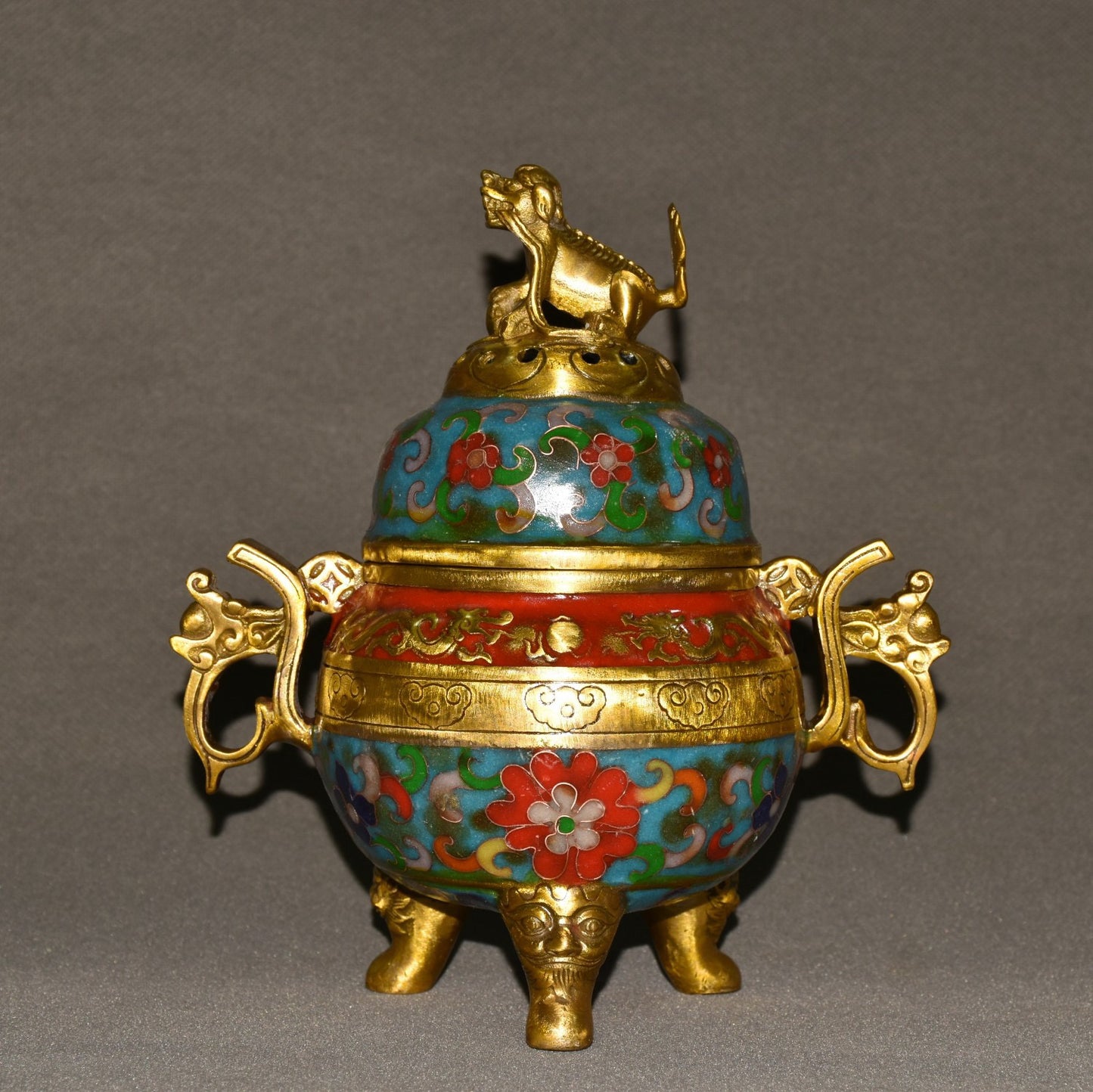 Pure copper cloisonne incense burner ornament