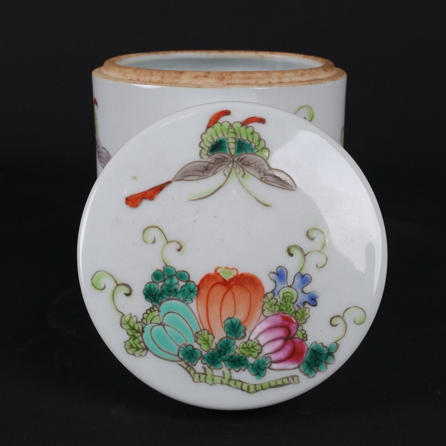 Republic of China Pink Melon and Butterfly Pattern Tea Jar