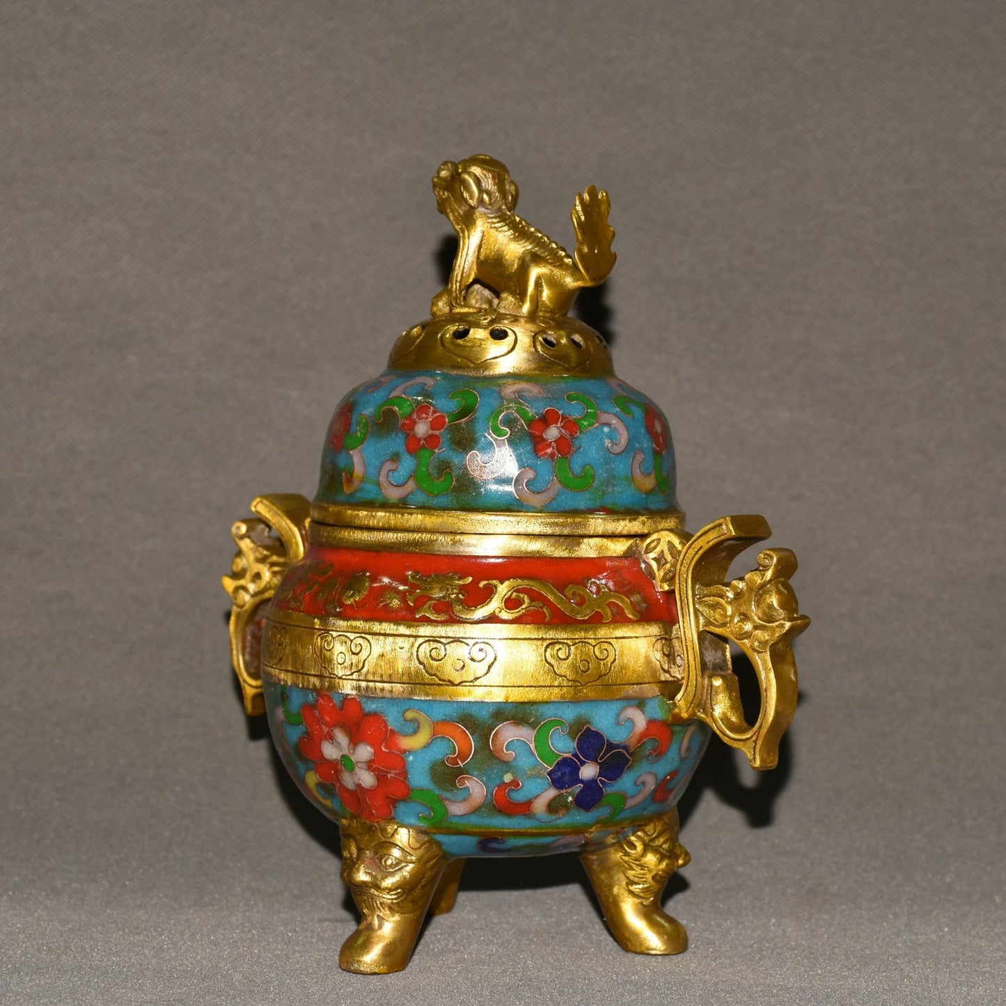 Pure copper cloisonne incense burner ornament