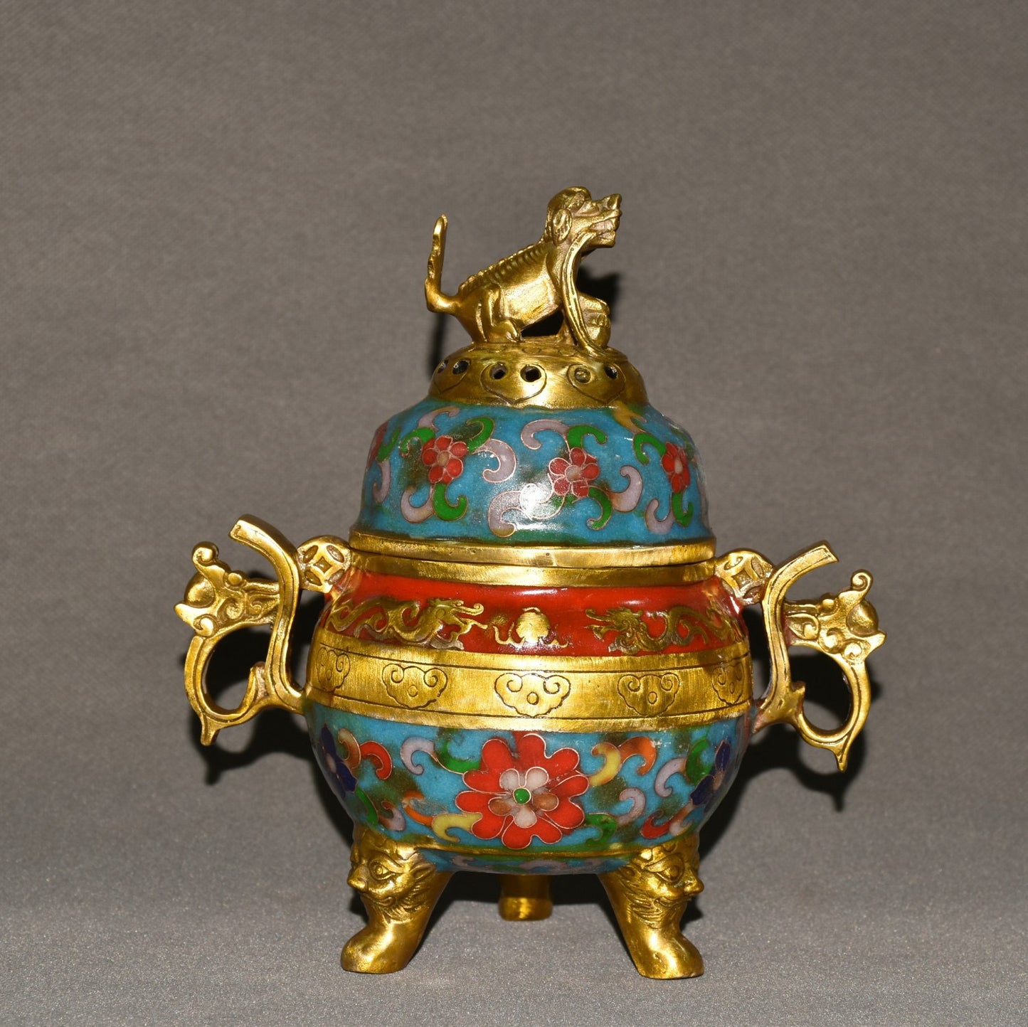 Pure copper cloisonne incense burner ornament