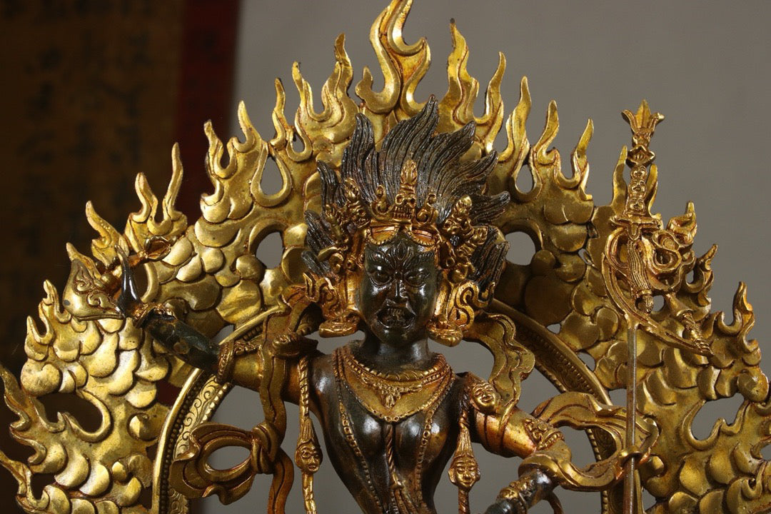 Chinese antique bronze gilded handmade statue of Ming Buddha Mother