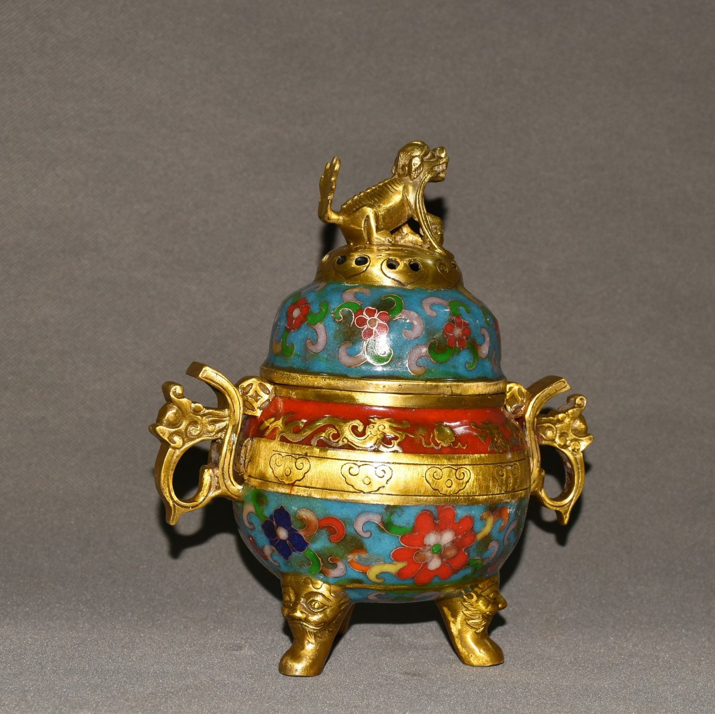 Pure copper cloisonne incense burner ornament