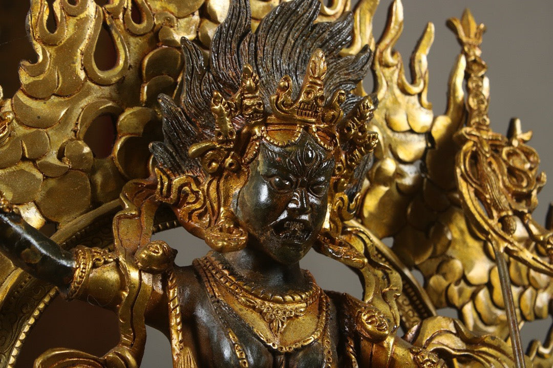 Chinese antique bronze gilded handmade statue of Ming Buddha Mother