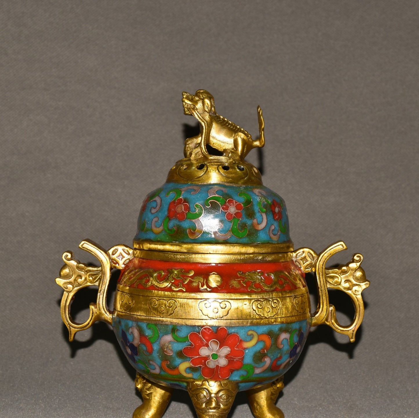 Pure copper cloisonne incense burner ornament