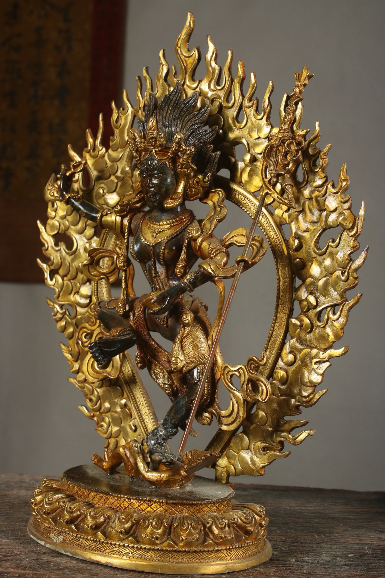 Chinese antique bronze gilded handmade statue of Ming Buddha Mother