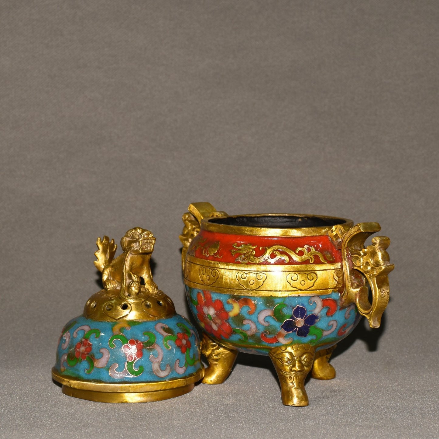 Pure copper cloisonne incense burner ornament
