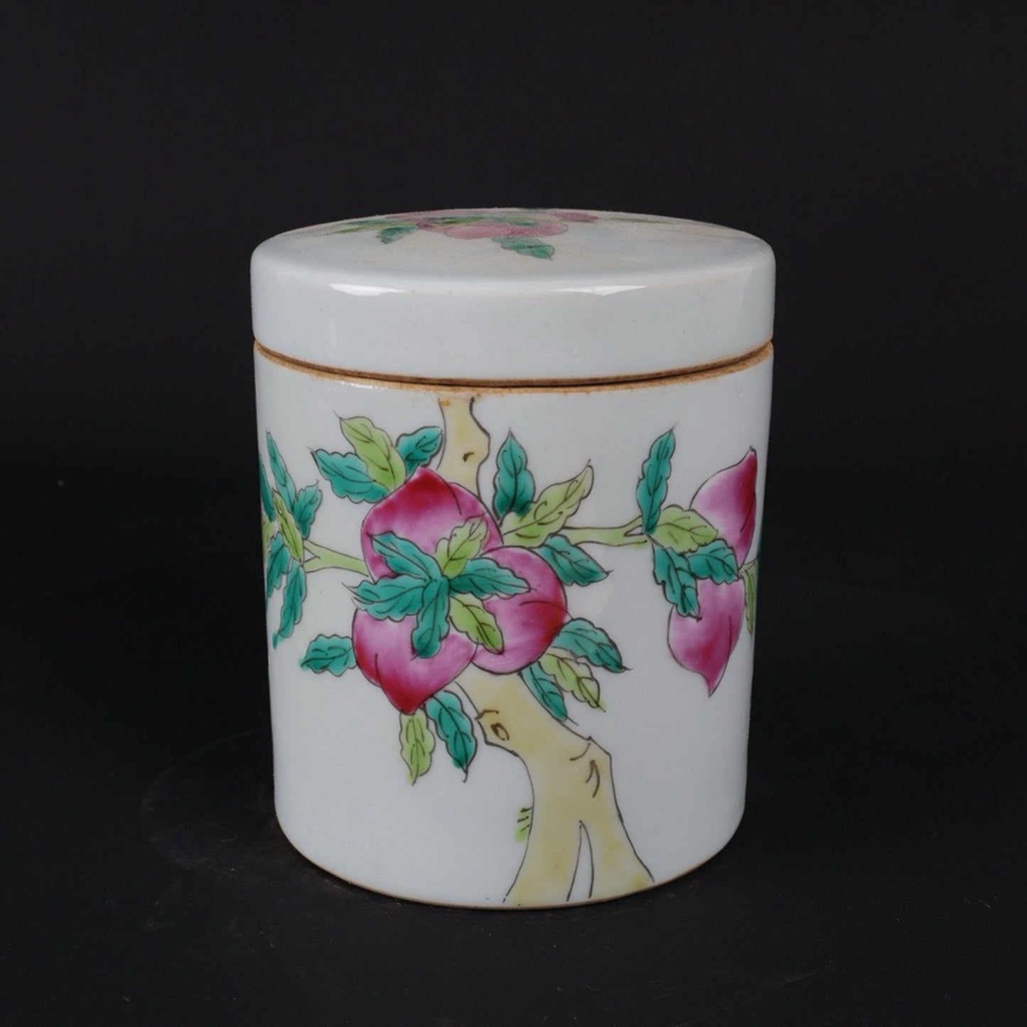 A pair of Republic of China pink nine peach patterned tea jars