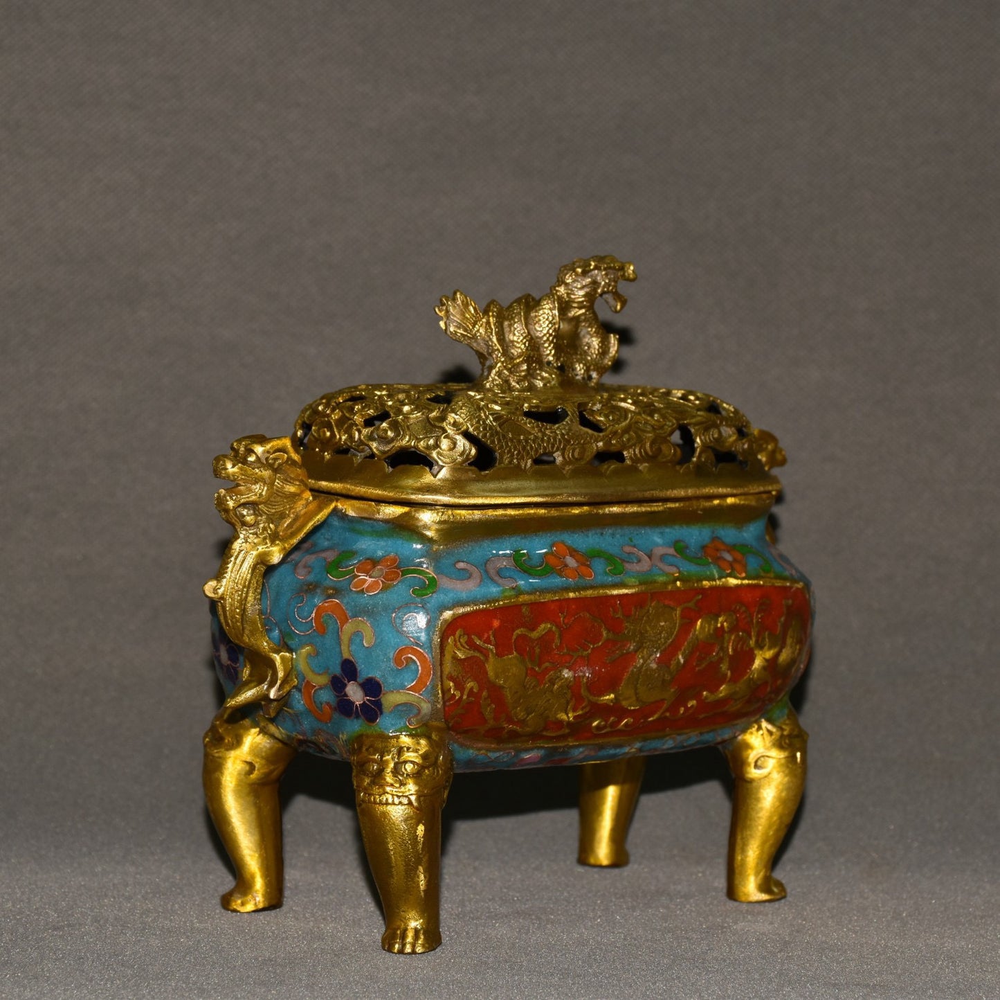 Pure copper cloisonne incense burner ornament